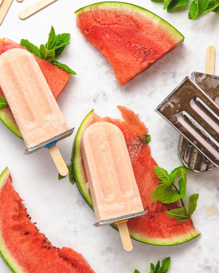 Gelado de coco e melancia vegan