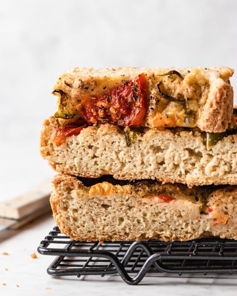 Focaccia vegan e sem glúten