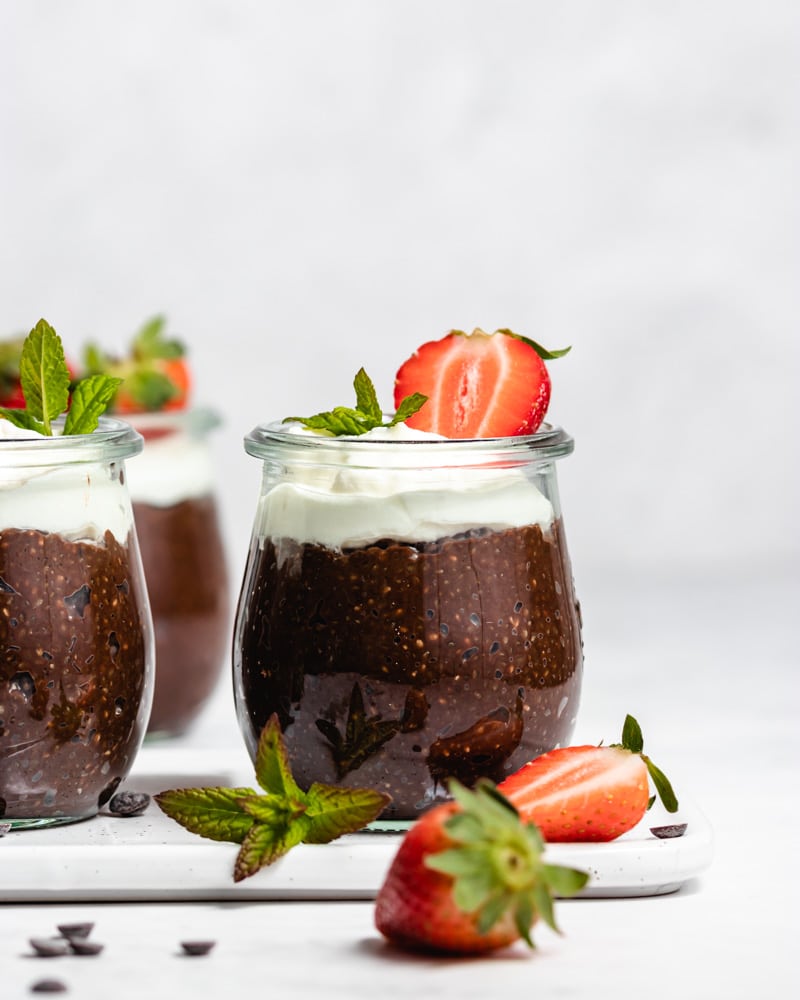 Pudim de chia e chocolate